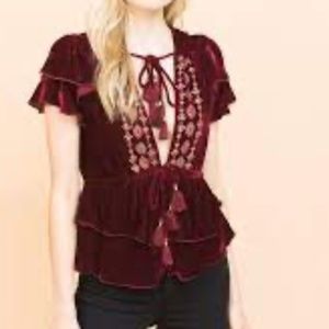New! Rahicali velvet boho blouse